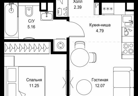 1-комнатная квартира - ул. Верейская, 29/32Д / ЖК СЕТ - фото 1