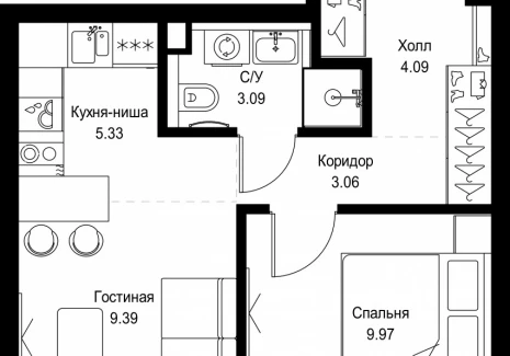 1-комнатная квартира - ул. Верейская, 29/32Д / ЖК СЕТ - фото 1