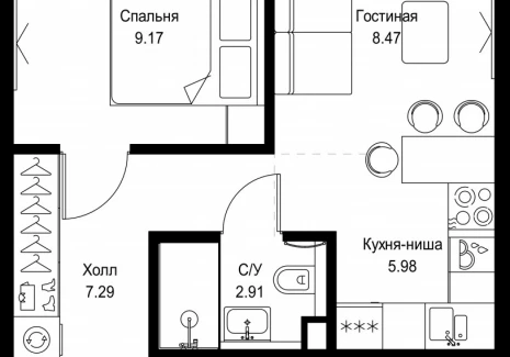 1-комнатная квартира - ул. Верейская, 29/32Д / ЖК СЕТ - фото 1
