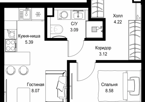 1-комнатная квартира - ул. Верейская, 29/32Д / ЖК СЕТ - фото 1