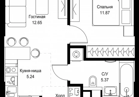 1-комнатная квартира - ул. Верейская, 29/32Д / ЖК СЕТ - фото 1