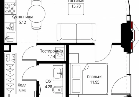 1-комнатная квартира - ул. Верейская, 29/32Д / ЖК СЕТ - фото 1