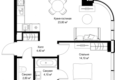 1-комнатная квартира - Вишневая, 7 / ЖК СИТИДЗЕН - фото 1