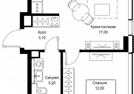 1-комнатная квартира - Вишневая, 7 / ЖК СИТИДЗЕН - фото 1
