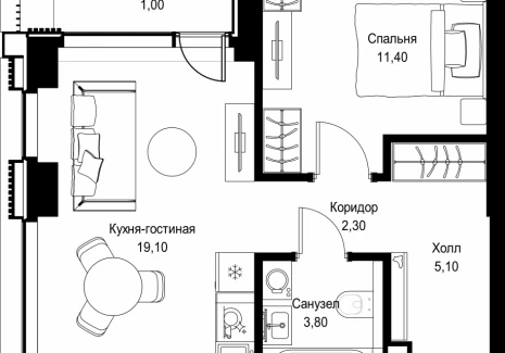 1-комнатная квартира - Вишневая, 7 / ЖК СИТИДЗЕН - фото 1