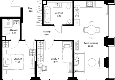 2-комнатная квартира - Вишневая, 7 / ЖК СИТИДЗЕН - фото 1