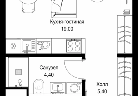 Квартира студия - Вишневая, 7 / ЖК СИТИДЗЕН - фото 1