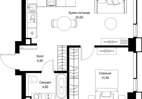 1-комнатная квартира - Вишневая, 7 / ЖК СИТИДЗЕН - фото 1