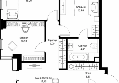 3-комнатная квартира - Вишневая, 7 / ЖК СИТИДЗЕН - фото 1