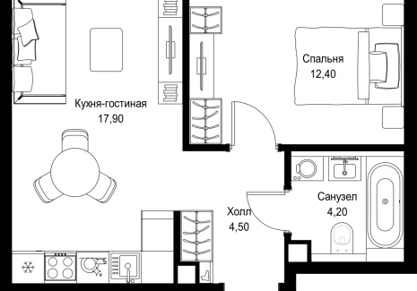1-комнатная квартира - Вишневая, 7 / ЖК СИТИДЗЕН - фото 1
