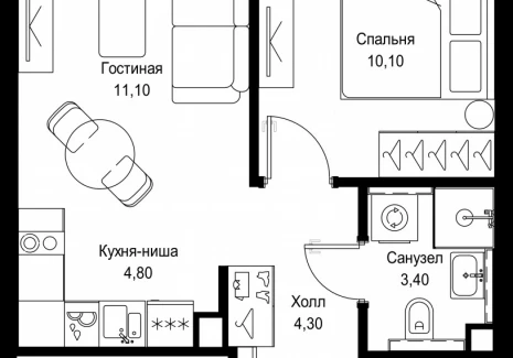 1-комнатная квартира - Вишневая, 7 / ЖК СИТИДЗЕН - фото 1