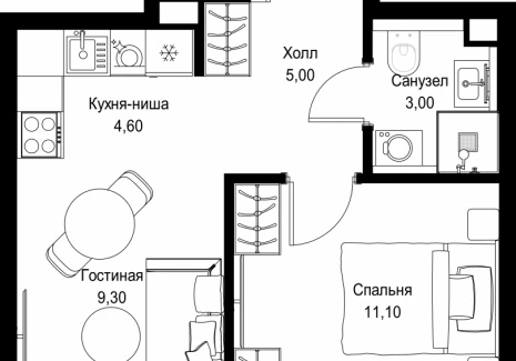 1-комнатная квартира - Вишневая, 7 / ЖК СИТИДЗЕН - фото 1
