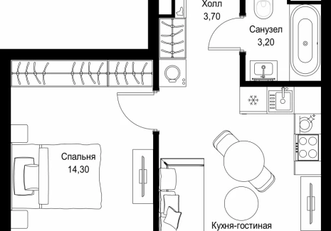 1-комнатная квартира - Вишневая, 7 / ЖК СИТИДЗЕН - фото 1