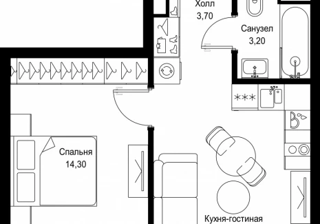 1-комнатная квартира - Вишневая, 7 / ЖК СИТИДЗЕН - фото 1