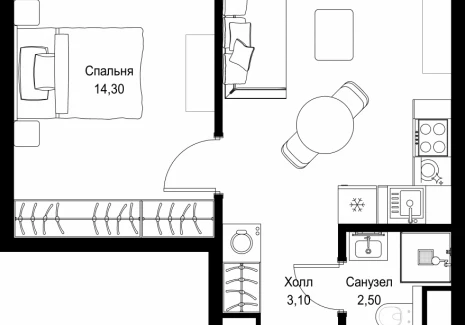 1-комнатная квартира - Вишневая, 7 / ЖК СИТИДЗЕН - фото 1