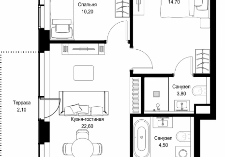 2-комнатная квартира - Вишневая, 7 / ЖК СИТИДЗЕН - фото 1