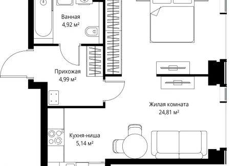 1-комнатная квартира - Вишневая, 7 / ЖК СИТИДЗЕН - фото 1