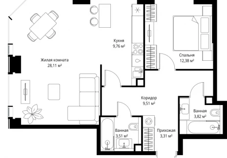 2-комнатная квартира - Вишневая, 7 / ЖК СИТИДЗЕН - фото 1