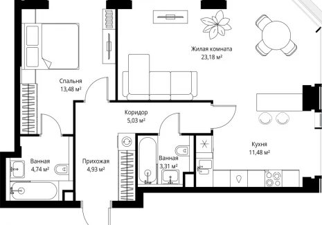 2-комнатная квартира - Вишневая, 7 / ЖК СИТИДЗЕН - фото 1
