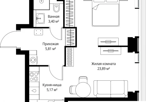 1-комнатная квартира - Вишневая, 7 / ЖК СИТИДЗЕН - фото 1