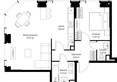 2-комнатная квартира - Вишневая, 7 / ЖК СИТИДЗЕН - фото 1