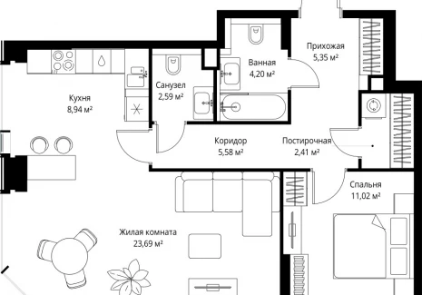 2-комнатная квартира - Вишневая, 7 / ЖК СИТИДЗЕН - фото 1