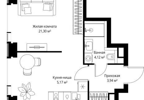 1-комнатная квартира - Вишневая, 7 / ЖК СИТИДЗЕН - фото 1