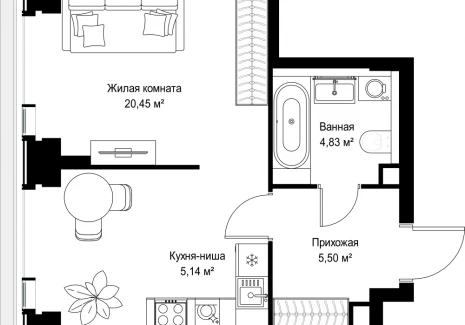 1-комнатная квартира - Вишневая, 7 / ЖК СИТИДЗЕН - фото 1