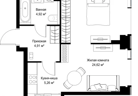 1-комнатная квартира - Вишневая, 7 / ЖК СИТИДЗЕН - фото 1