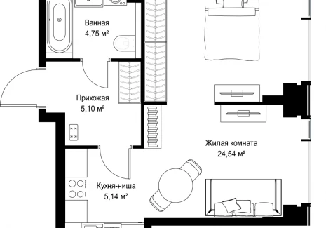 1-комнатная квартира - Вишневая, 7 / ЖК СИТИДЗЕН - фото 1