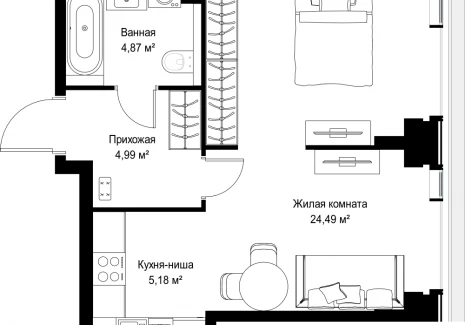 1-комнатная квартира - Вишневая, 7 / ЖК СИТИДЗЕН - фото 1