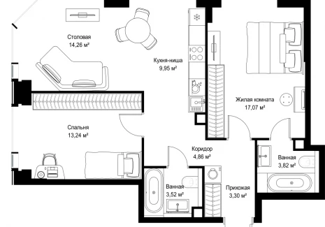 2-комнатная квартира - Вишневая, 7 / ЖК СИТИДЗЕН - фото 1