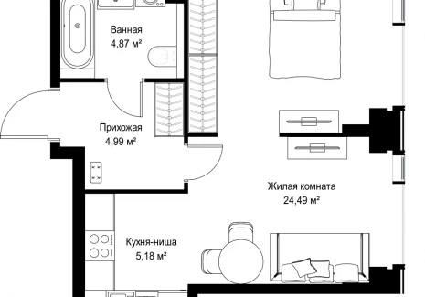 1-комнатная квартира - Вишневая, 7 / ЖК СИТИДЗЕН - фото 1
