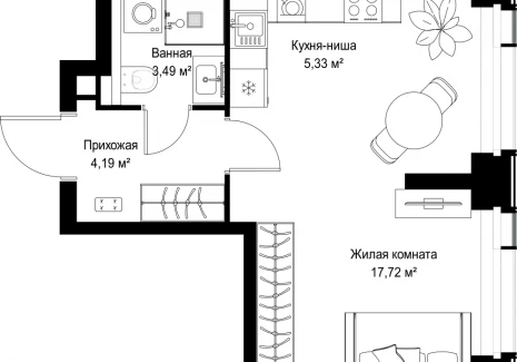1-комнатная квартира - Вишневая, 7 / ЖК СИТИДЗЕН - фото 1