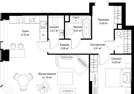 2-комнатная квартира - Вишневая, 7 / ЖК СИТИДЗЕН - фото 1