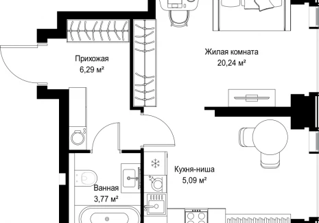 1-комнатная квартира - Вишневая, 7 / ЖК СИТИДЗЕН - фото 1