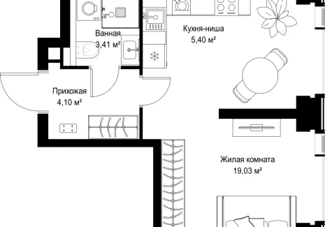 1-комнатная квартира - Вишневая, 7 / ЖК СИТИДЗЕН - фото 1