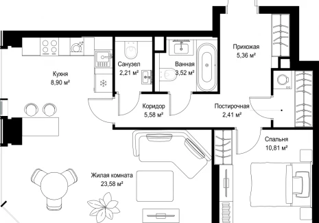 2-комнатная квартира - Вишневая, 7 / ЖК СИТИДЗЕН - фото 1