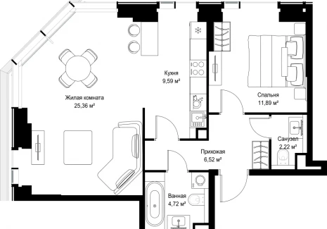 2-комнатная квартира - Вишневая, 7 / ЖК СИТИДЗЕН - фото 1