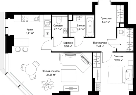 2-комнатная квартира - Вишневая, 7 / ЖК СИТИДЗЕН - фото 1