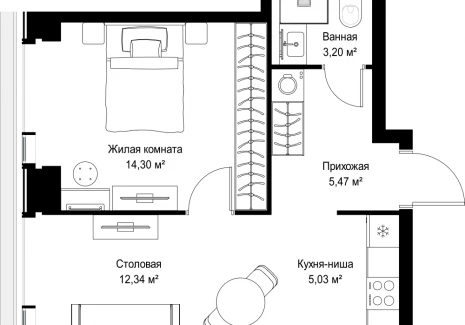 1-комнатная квартира - Вишневая, 7 / ЖК СИТИДЗЕН - фото 1