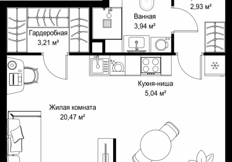 1-комнатная квартира - Вишневая, 7 / ЖК СИТИДЗЕН - фото 1