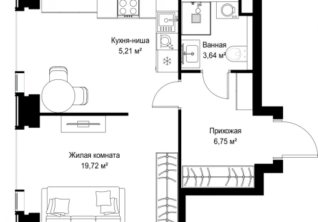 1-комнатная квартира - Вишневая, 7 / ЖК СИТИДЗЕН - фото 1