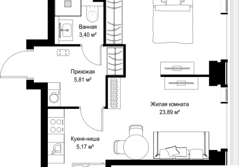 1-комнатная квартира - Вишневая, 7 / ЖК СИТИДЗЕН - фото 1
