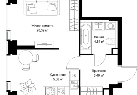 1-комнатная квартира - Вишневая, 7 / ЖК СИТИДЗЕН - фото 1