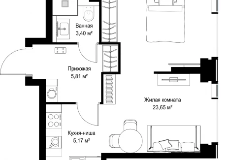 1-комнатная квартира - Вишневая, 7 / ЖК СИТИДЗЕН - фото 1