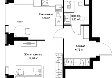 1-комнатная квартира - Вишневая, 7 / ЖК СИТИДЗЕН - фото 1