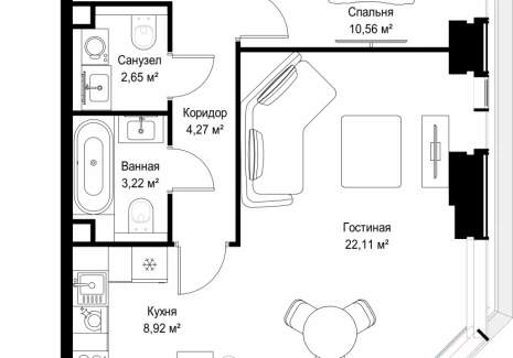 2-комнатная квартира - Вишневая, 7 / ЖК СИТИДЗЕН - фото 1