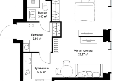 1-комнатная квартира - Вишневая, 7 / ЖК СИТИДЗЕН - фото 1