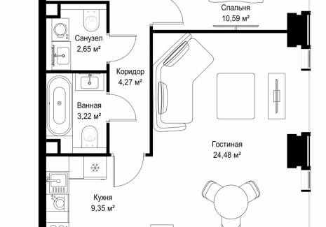 2-комнатная квартира - Вишневая, 7 / ЖК СИТИДЗЕН - фото 1